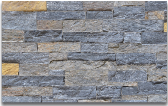 Grey and yellow natural stone veneer wall cladding