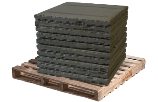 Bluestone natural stone pillar caps stacked on a wooden pallet for outdoor columns