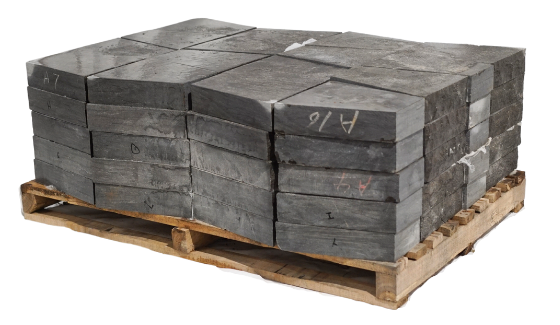 Chateau natural stone fire pit caps on a wooden pallet for outdoor fire pits