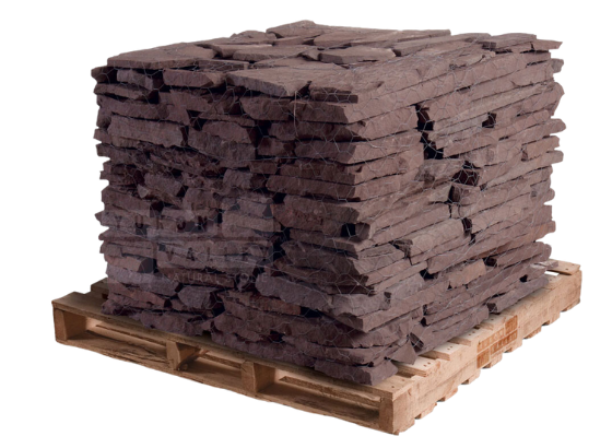Colonial lilac natural stone wallstone stacked on a wooden pallet