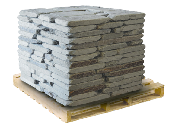 Icelandic tumbled bluestone natural stone pavers on a wooden pallet