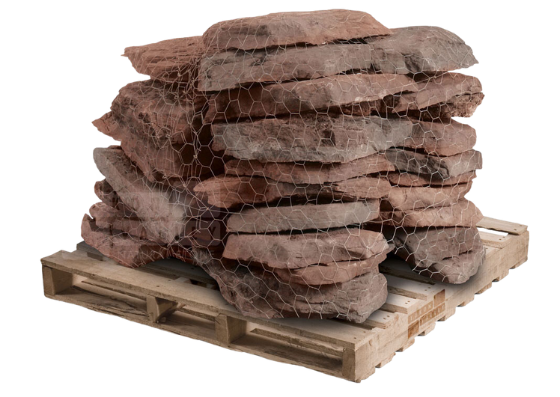 Pennsylvania fieldstone natural stone steppers stacked on a wooden pallet