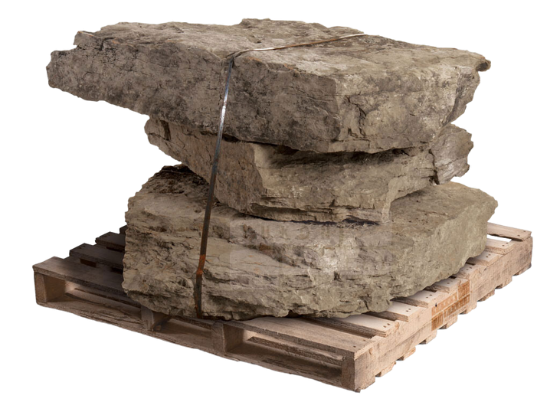 Pennsylvania fieldstone natural stone steps stacked on a wooden pallet for outdoor landscaping
