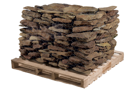 Pennsylvania fieldstone natural stone wallstone stacked on a wooden pallet