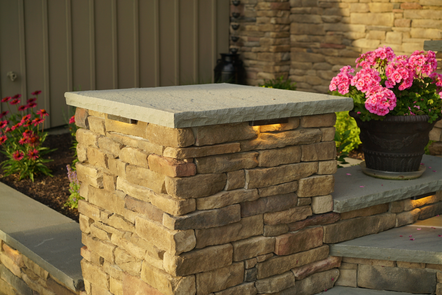 Natural stone pillar caps product display by Yukon Valley