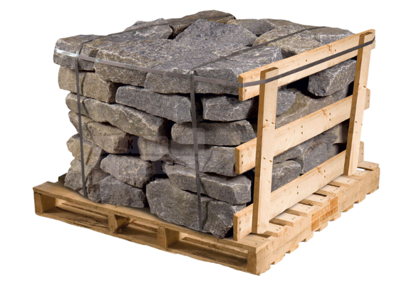 Saratoga granite natural stone garden wallstone on a wooden pallet