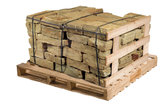 South Bay quartzite squared rectangular natural stone wallstone on a wooden pallet