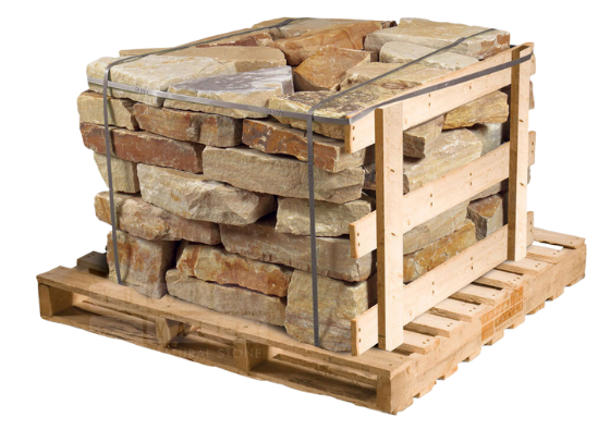 South Bay quartzite natural stone wallstone stacked on a wooden pallet