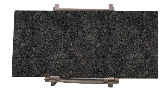 Steel grey granite natural stone slab on a wooden pallet